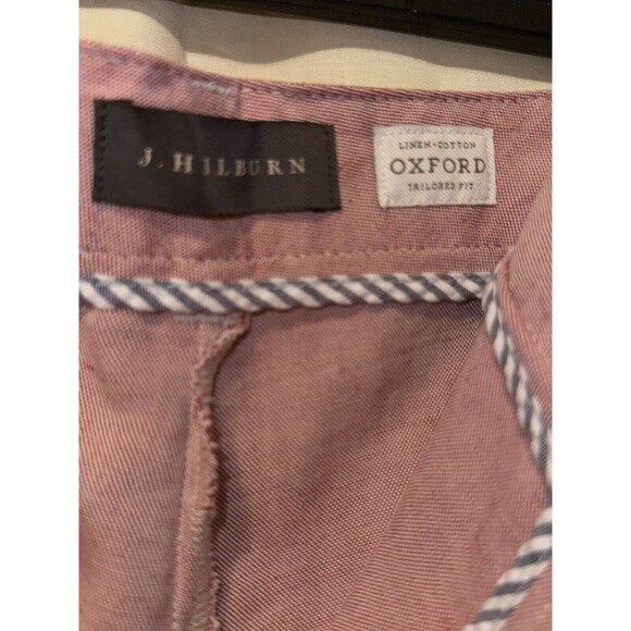 J. Hilburn Men's Tailored Fit Oxford Flat Front Chino Shorts - Size 36, Red - Picture 6 of 10